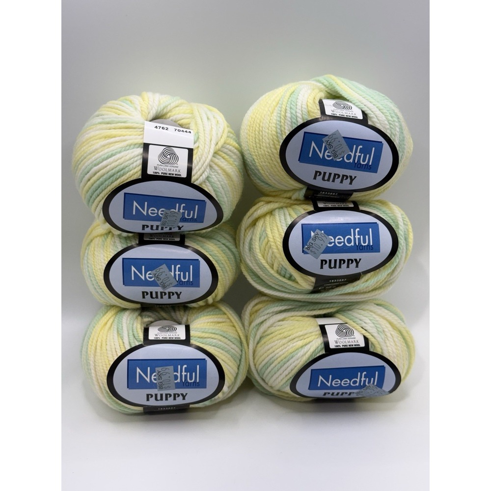 Needful Yarns Puppy 100% Wool Yarn 4762 70444 Pastel Variegated Lot Of 6 Skeins